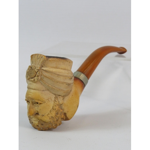 406 - Vintage Meerschaum Turks head smoking pipe.