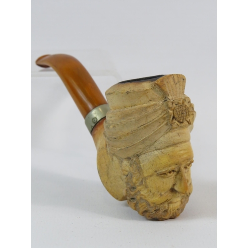 406 - Vintage Meerschaum Turks head smoking pipe.