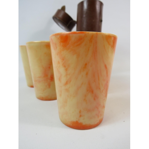 407 - Set of 6 Bandalasta Bakelite drinking cups in a leather storage case.