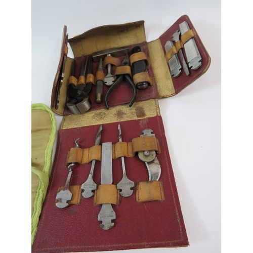 410 - WW1 German Bonsa 17 piece tool kit in leather case possibly military plus one other set in roll case... 