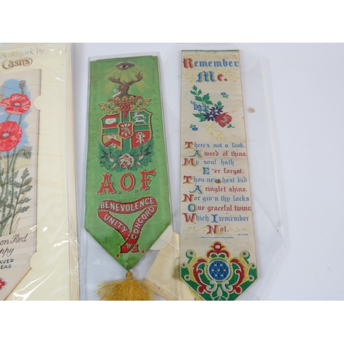 431 - 2 Vintage silk bookmarks plus one other.