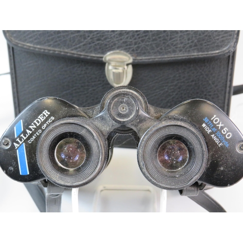 440 - Allander 10x50 binoculars with case.