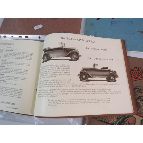 442 - 4 Austin car Brochures from the 1930's