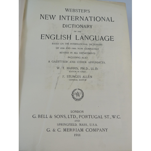 457 - 1911 Websters new International dictionary, 2 x H G Wells history books and Rhinds vegatable kingdom... 