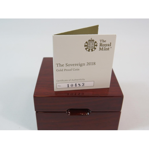 217 - Royal Mint, 2018 Gold Proof Sovereign with original Display boxes and papers.  Ltd ed of 10483/10,50... 