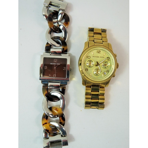 228 - Michael Kors Gold tone chronograph with matching strap plus a ladies Michael Kors quartz bracelet wa... 