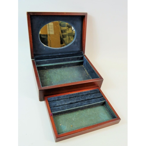 238 - Lovely dark wood Jewellery box with Halllmarked Silver top.  Box measures  H:3 X W:8.5 X D:6 inches.... 