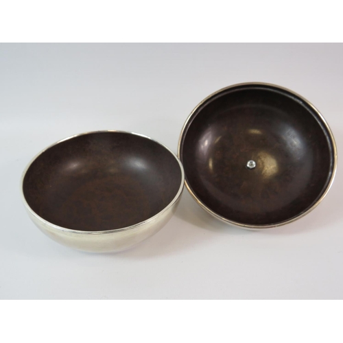 246 - Hallmarked silver lidded powder bowl with Bakelite interior.  Hallmarked for Birmingham 1944.  4 inc... 