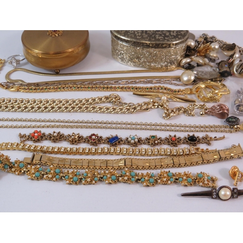 572 - Mixed lot of Various costume Jewellery and 2 trinket boxes.