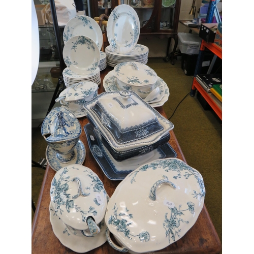 585 - Large selection of Antique Royal Doulton Rutland china dinner set plus a large Hancocks tureen.