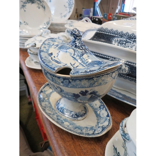 585 - Large selection of Antique Royal Doulton Rutland china dinner set plus a large Hancocks tureen.