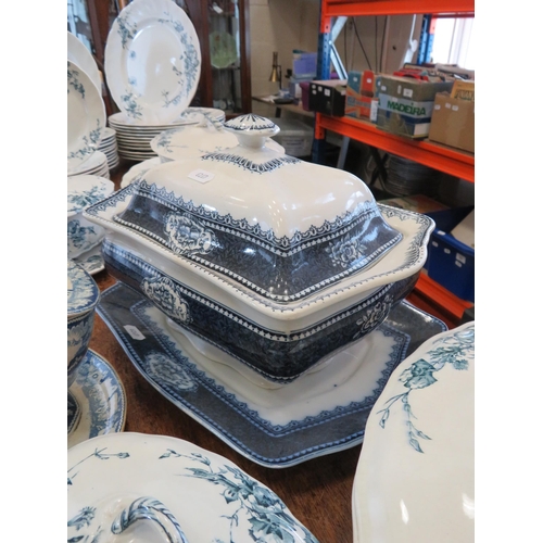 585 - Large selection of Antique Royal Doulton Rutland china dinner set plus a large Hancocks tureen.