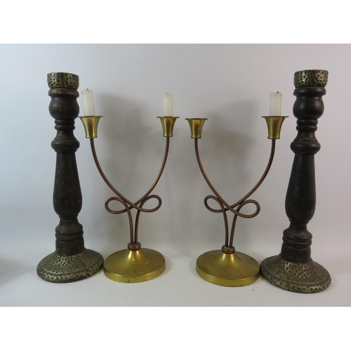 587 - 2 Pairs of vintage candle sticks the tallest of which are 16.5