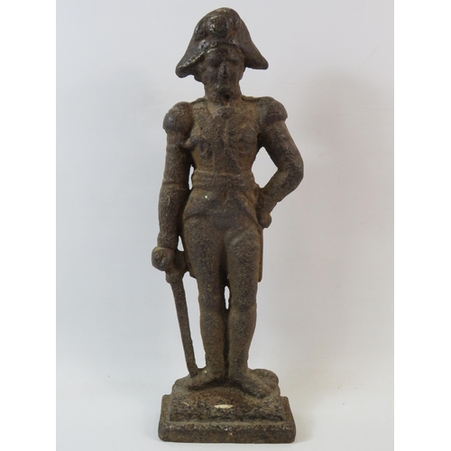 588 - Vintage cast iron door stop in the form of Napoleon which stands 14.5