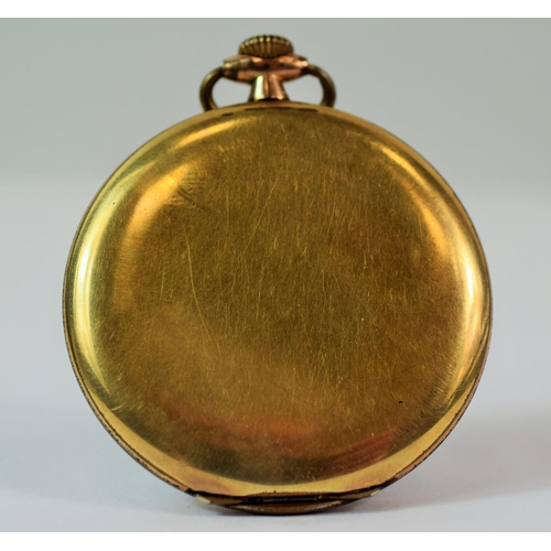 225A - Swiss Made 15 Jewel Open Face Pocket watch with gold plated case, Crown wind, Subsidary dial. Runs w... 