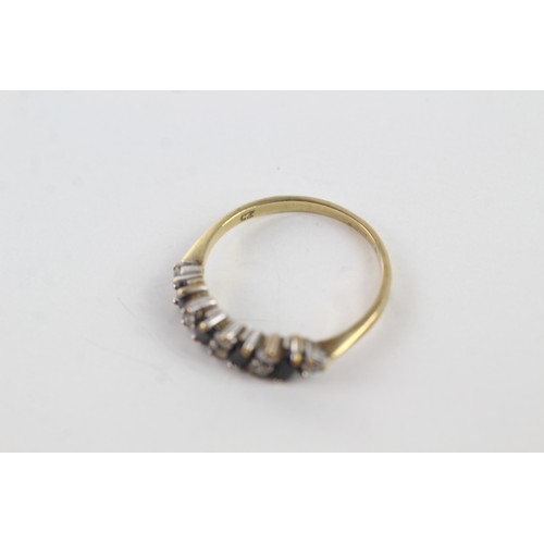 272 - 9ct gold sapphire & clear gemstone half-eternity ring (2.1g)    755969