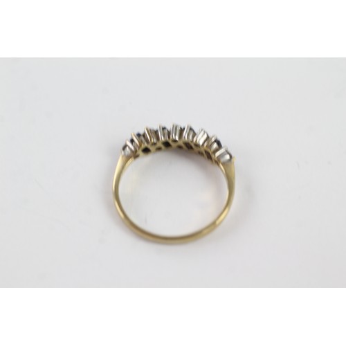 272 - 9ct gold sapphire & clear gemstone half-eternity ring (2.1g)    755969