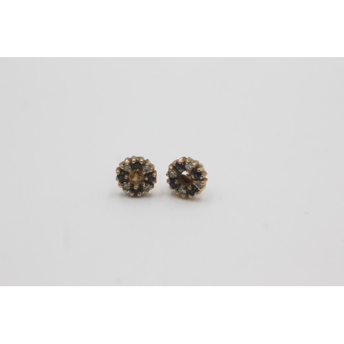 285 - 9ct gold sapphire & diamond round stud earrings (1.2g)     754513