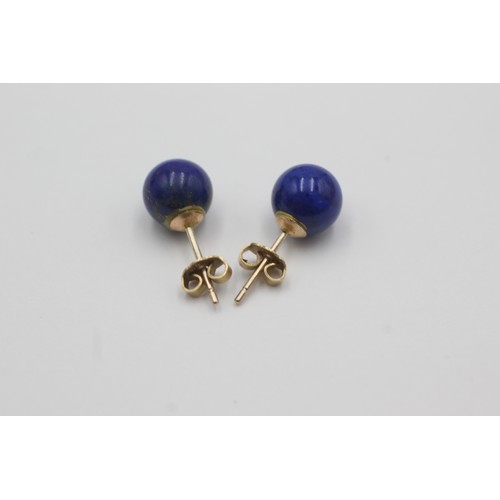 290 - 9ct gold lapis lazuli stud earrings (2g)    754990