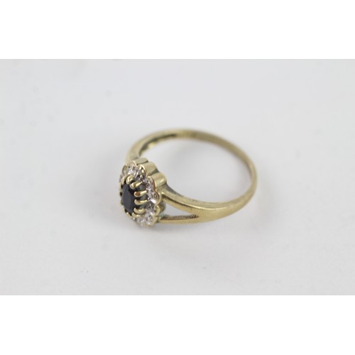 294 - 9ct gold sapphire & diamond halo dress ring (2g)    755007