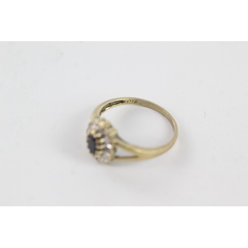 294 - 9ct gold sapphire & diamond halo dress ring (2g)    755007