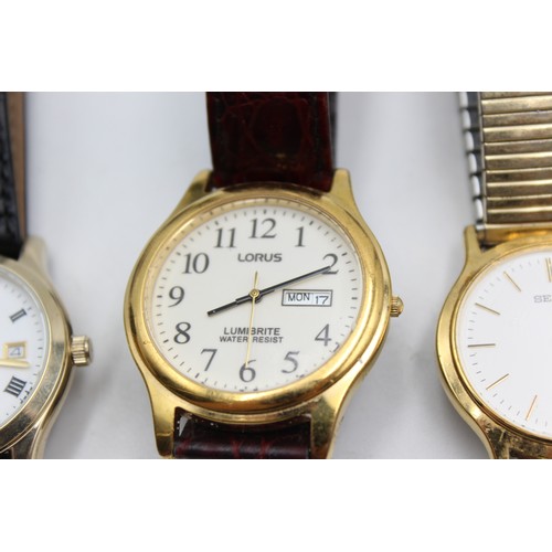 312 - 4 x Gents Quality Gold Tone WRISTWATCHES Quartz WORKING Inc.  Seiko Etc     344445