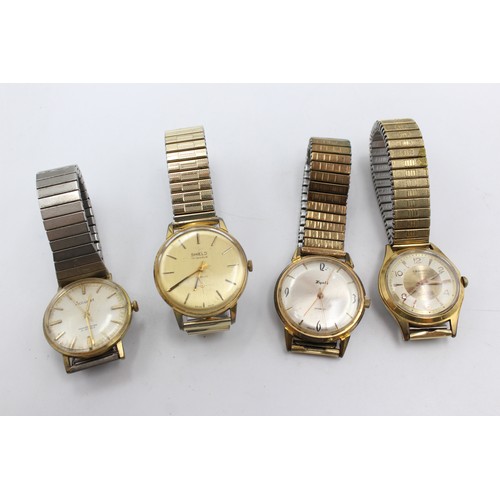 313 - 4 x Vintage Gents Gold Tone WRISTWATCHES Hand-Wind WORKING Inc. Accurist Etc.    344303