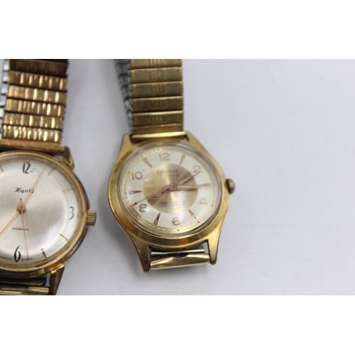 313 - 4 x Vintage Gents Gold Tone WRISTWATCHES Hand-Wind WORKING Inc. Accurist Etc.    344303