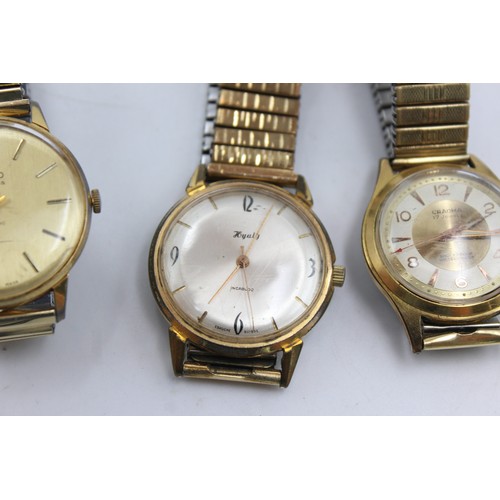 313 - 4 x Vintage Gents Gold Tone WRISTWATCHES Hand-Wind WORKING Inc. Accurist Etc.    344303