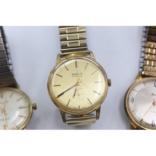 313 - 4 x Vintage Gents Gold Tone WRISTWATCHES Hand-Wind WORKING Inc. Accurist Etc.    344303