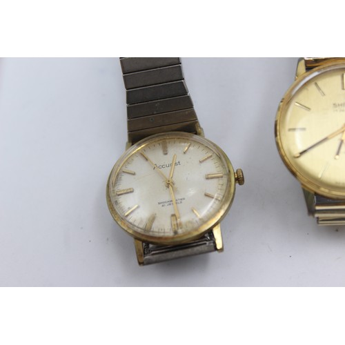 313 - 4 x Vintage Gents Gold Tone WRISTWATCHES Hand-Wind WORKING Inc. Accurist Etc.    344303