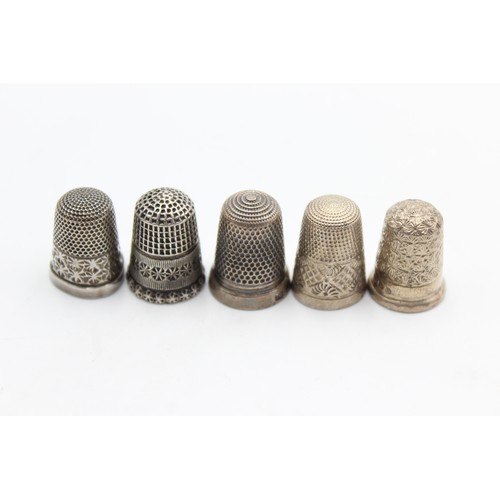 316 - 5 x Antique / Vintage .925 STERLING SILVER Thimbles Charles Honer Etc (20g)    556487