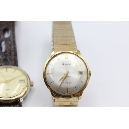 328 - 4 x Vintage Gents Gold Tone WRISTWATCHES Hand-Wind WORKING Inc. Accurist Etc.    344314