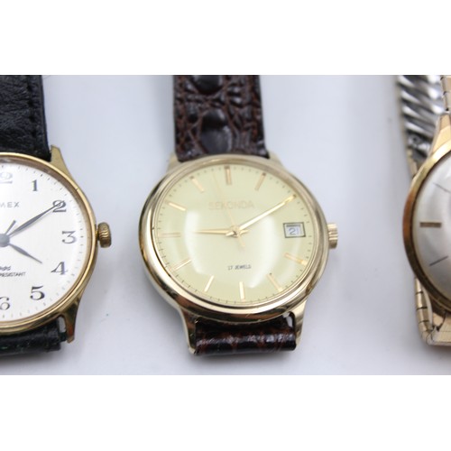 328 - 4 x Vintage Gents Gold Tone WRISTWATCHES Hand-Wind WORKING Inc. Accurist Etc.    344314