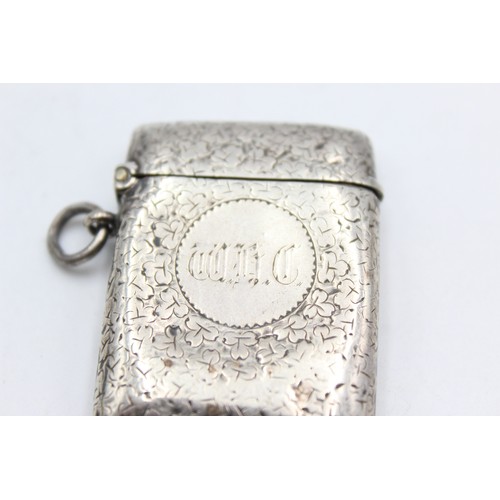 352A - Antique Victorian Hallmarked 1887 Birmingham STERLING SILVER Vesta Case (22g)     556373