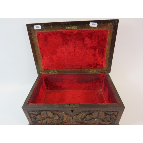 657 - Carved vintage wooden jewellery box 5