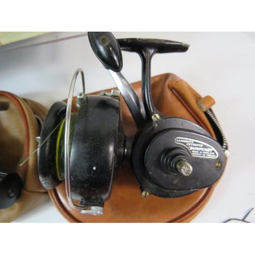 1076 - Abu 506, Mitchell 306, Pflueger Pelican spinning reel, all with original but tatty boxes plus a Mast... 