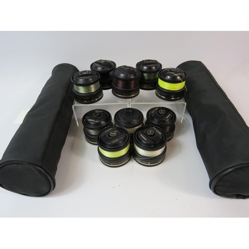 1084 - Eight , Shimano GT3000X Spare spools which come in two Vinyl carry cases. See photos.