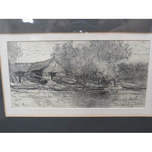 1290 - Willem Roelofs  (1822-1897)  Pair of Framed and mounted under glass pencil and charcoal sketches .