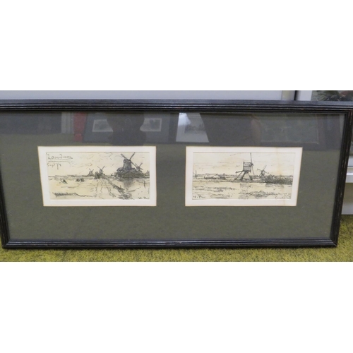 1291 - Willem Roelofs  (1822-1897)  Pair of Framed and mounted under glass pencil and charcoal sketches .