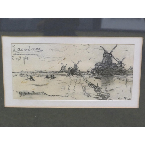 1291 - Willem Roelofs  (1822-1897)  Pair of Framed and mounted under glass pencil and charcoal sketches .