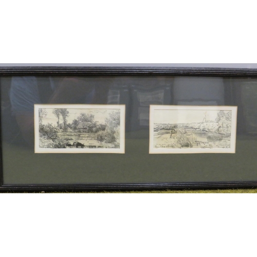 1292 - Willem Roelofs  (1822-1897)  Pair of Framed and mounted under glass pencil and charcoal sketches .