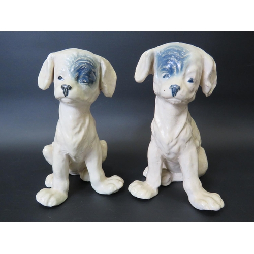 1 - Pair of Victorian Puppies, both with matching Black Eye patches made by Bretby, post 1891. Model num... 