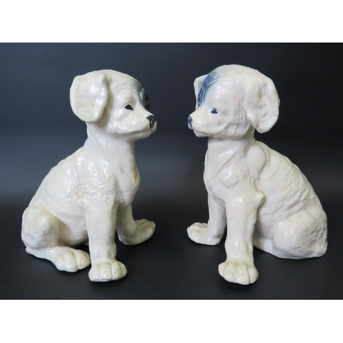 1 - Pair of Victorian Puppies, both with matching Black Eye patches made by Bretby, post 1891. Model num... 