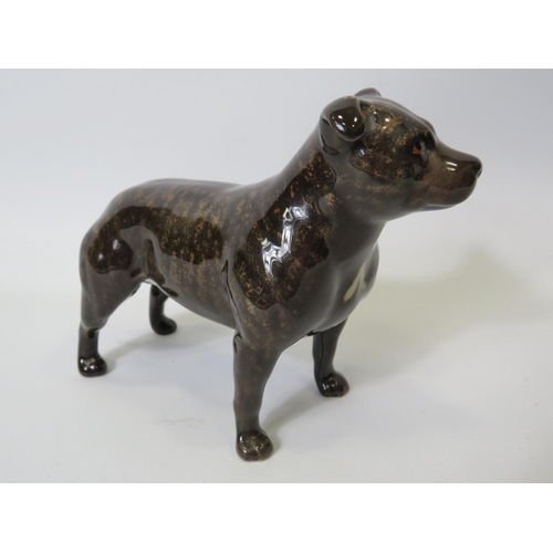 10 - Beswick figure of a Brindle Staffordshire Terrier. Original Beswick Sticker to underside. 5 inches t... 