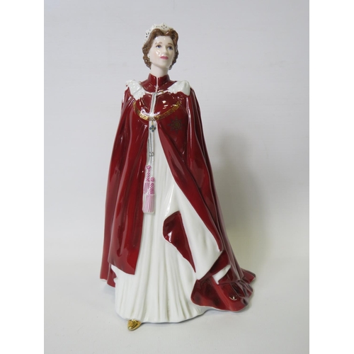 11 - Royal Worcester figurine of Queen Elizabeth II made to commemorate Her Majesty's 80th Birthday.  Dre... 