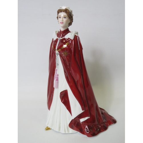 11 - Royal Worcester figurine of Queen Elizabeth II made to commemorate Her Majesty's 80th Birthday.  Dre... 