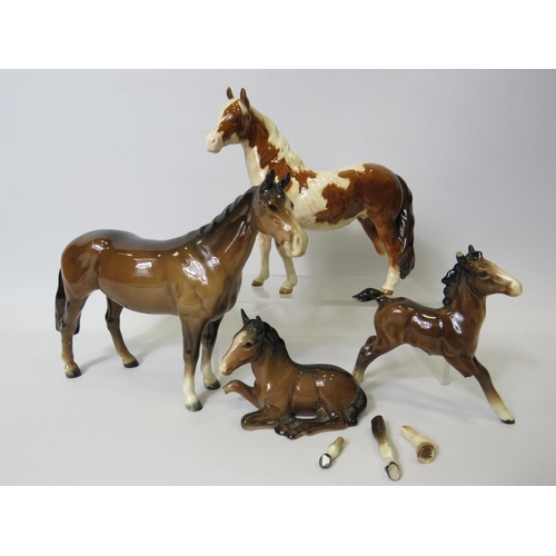 22 - Selection of Beswick Horses, all with glued repairs for restoration. See photos.