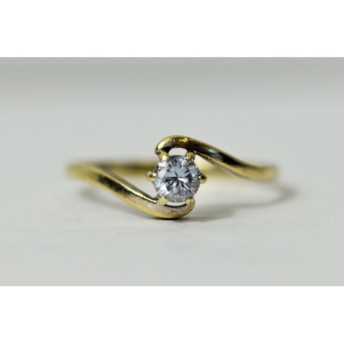 227 - 9ct Yellow Gold ring set with a Solitaire CZ Gemstone.  Finger size 'N-5'  1.6g