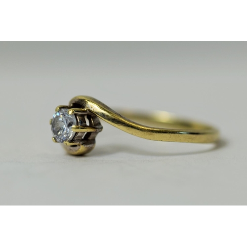 227 - 9ct Yellow Gold ring set with a Solitaire CZ Gemstone.  Finger size 'N-5'  1.6g